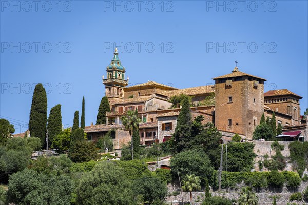 View of Valldemossa mountain village with typical stone houses