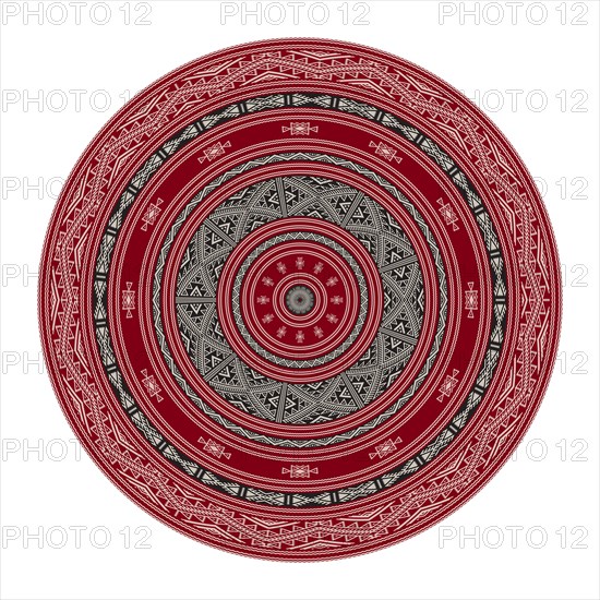 Tunisian embroidery inspired round design element