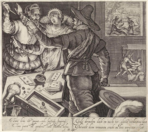 Card Players Fighting with Weapons Drawn