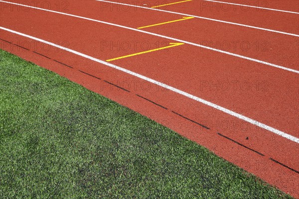 Lines on a tartan track sports field