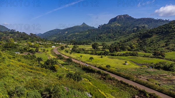 Aerial of the mountain scenery around Man