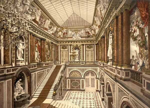 The main staircase in Herrenchiemsee Palace in Upper Bavaria