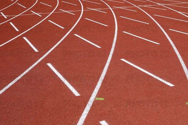 Lines on a tartan track sports field