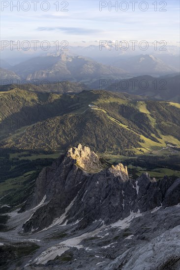 Rocky mountain peaks of the Koenigsjodler via ferrata