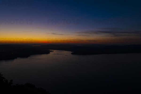 Aerial View over Lake Lucerne and Mountain in Dusk in Lucerne
