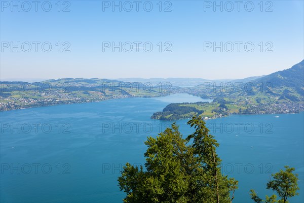 Aerial View over Lake Lucerne and Mountain in Burgenstock