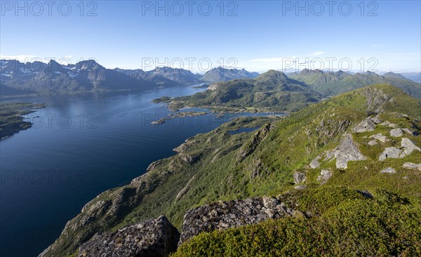 View of Fjord Raftsund and mountains