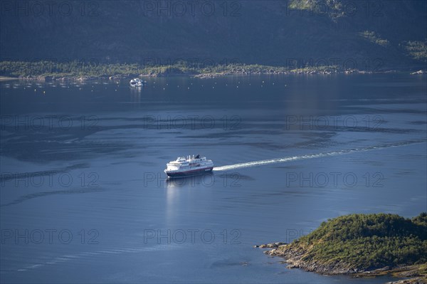 Hurtigruten cruise ship in the fjord