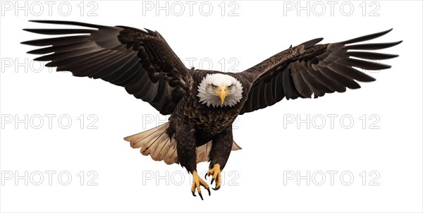 American bald eagle in flight isolated on a white background