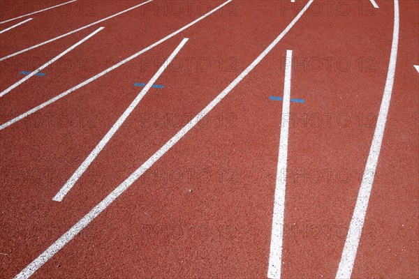 Lines on a tartan track sports field