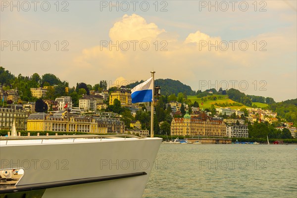 Passenger Ship and Cityscape over Lucerne