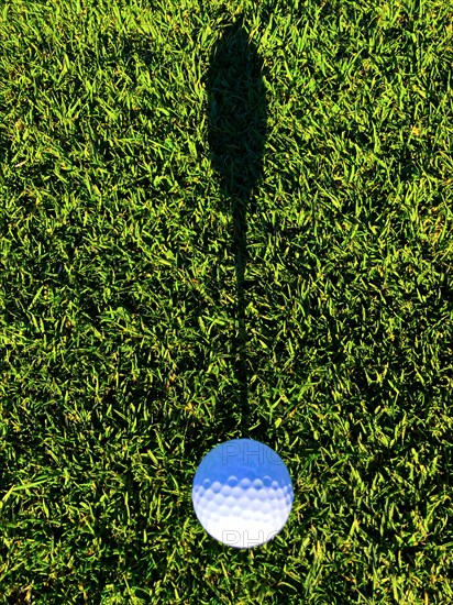 Golf Ball on Tee with Shadow on Fairway Grass with Sunlight in Lugano