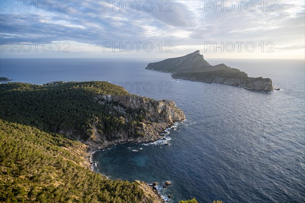 View of mountains and coast with sea