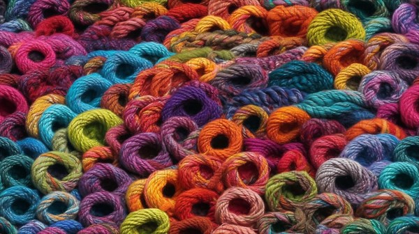 Truly seamless tile of colorful knitting yarn and string background