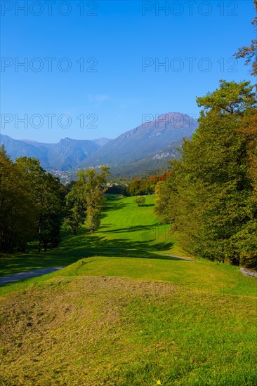 Golf Course Menaggio with Mountain View in Autumn in Lombardy