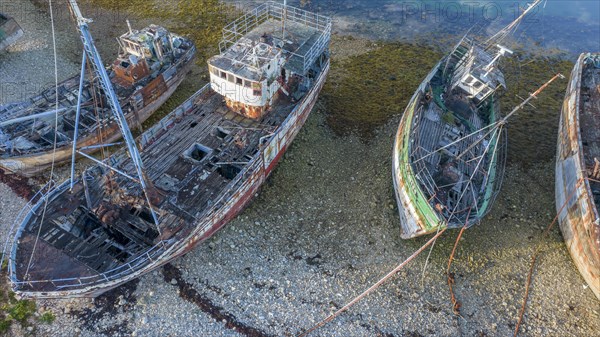 Shipwrecks in Camaret sur Mer harbour in Crozon peninsula