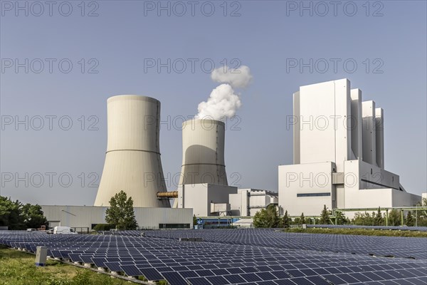 Lignite-fired power plant Lippendorf with steaming cooling tower