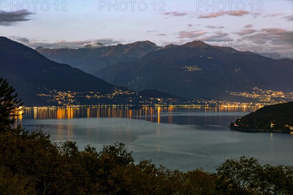 View from Cannobio to Ascona and Locarno at night