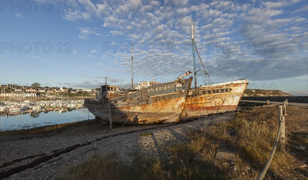 Shipwrecks in Camaret sur Mer harbour in Crozon peninsula