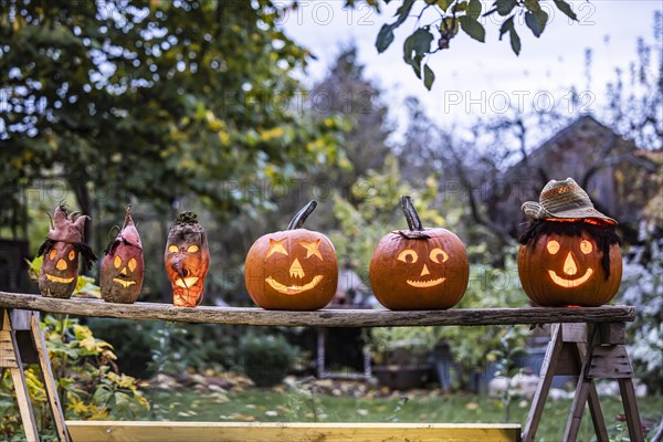 Carved pumpkins and turnip ghosts