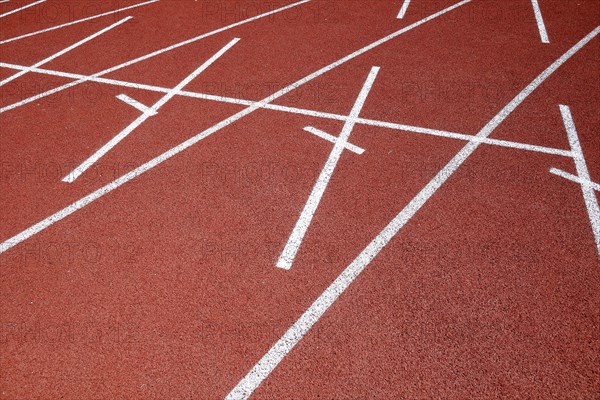 Lines on a tartan track sports field