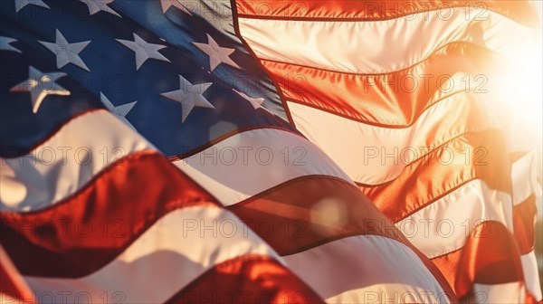 Silk american flag abstract blowing in the wind