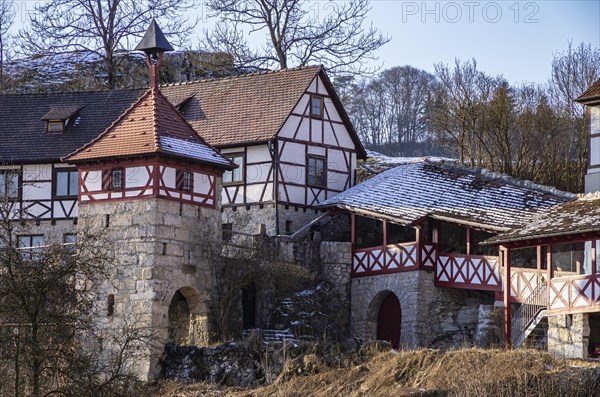 Village of Gundelfingen in the valley of the Great Lauter near Muensingen