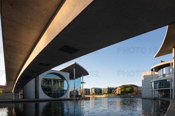 Marie-Elisabeth-Lueders-Haus at sunrise with focus on the building