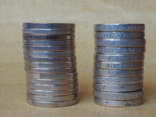 Euro and Pound coins pile