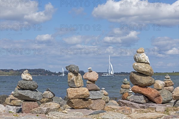 Stone tower at the northernmost tip of the German mainland with a view of Denmark