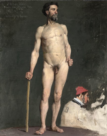 Study of a Male Nude Leaning on a Staff