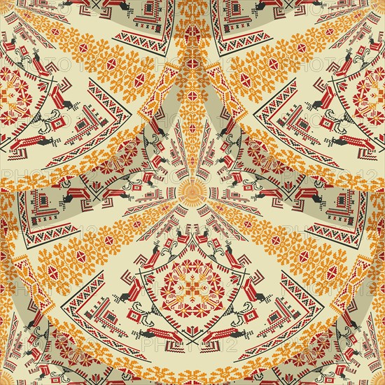 Romanian embroidery seamless pattern vector design