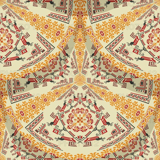Romanian embroidery seamless pattern vector design