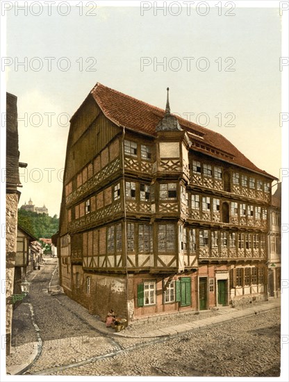 The old town hall and castle in Wernigerode in the Harz Mountains