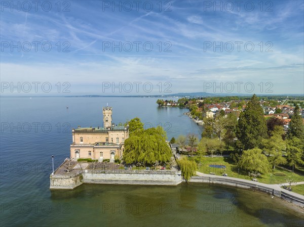 Aerial view of Montfort Castle on the shore of Lake Constance