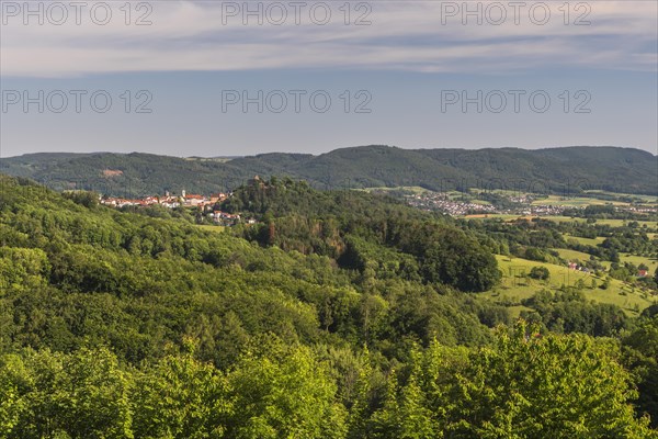 View of the Odenwald and the village of Lindenfels