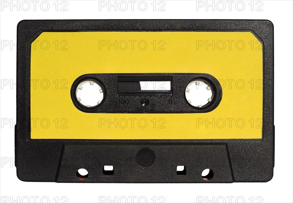 Magnetic tape cassette isolated over white