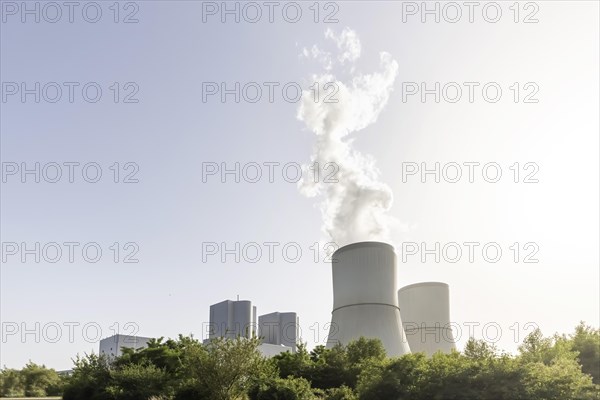 Lignite-fired power plant Lippendorf with steaming cooling tower