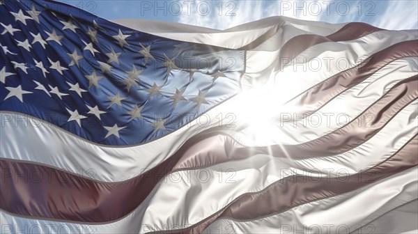 Silk american flag abstract blowing in the wind