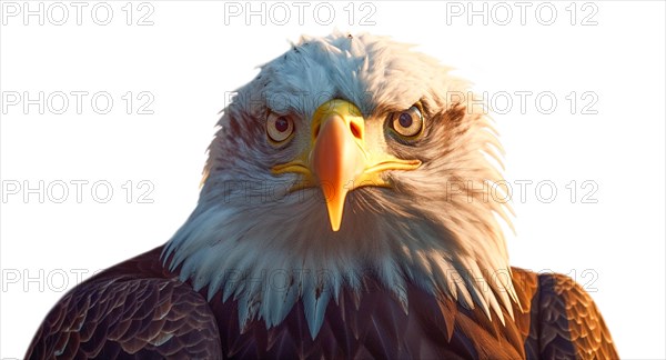 Close-up of an american bald eagle head isolated on a white background