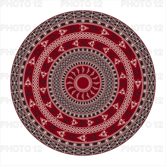 Tunisian embroidery inspired round design element