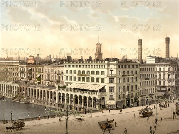 Alster Arcades and Hotel St. Petersburg in Hamburg