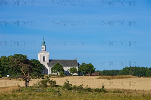Picturesque view of Otterstad village church on Kallandsoe