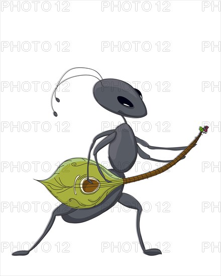 Cute ant playing guitar