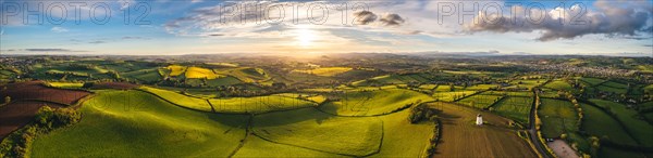 Sunset over Devon Windmill from a drone