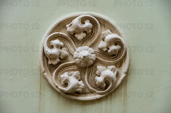 Ornamental decorative element on a historic house facade in Quedlinburg