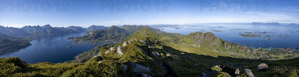 View of fjord Raftsund and mountains