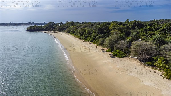 Aerial of a sandy beach on Rubane island