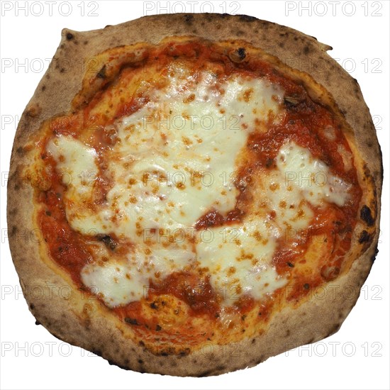 Margherita pizza baked food isolated over white