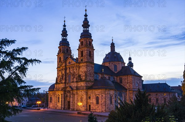 The landmark of the city of Fulda at sunset